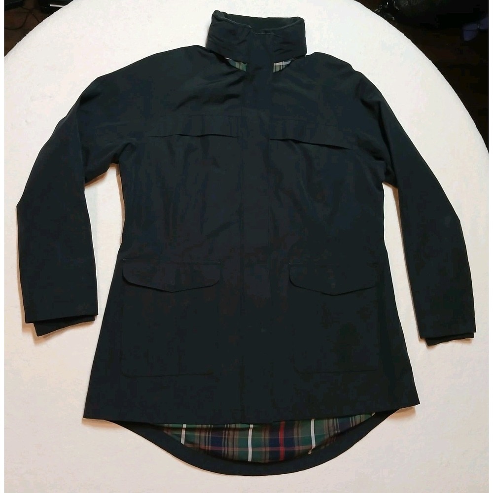 Pendleton Womens XL Rain Jacket Navy Blue Plaid Lined Full Zip Carmel Trail Coat